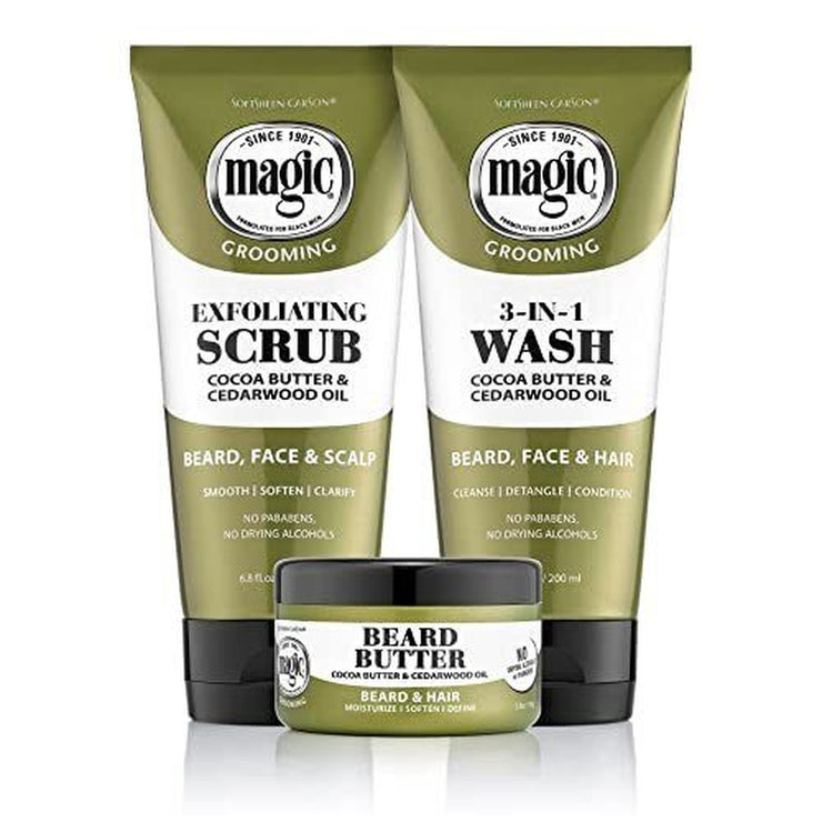 Magic Grooming Beard Butter Pack of 3 for Black Men Softens and Defines Beard