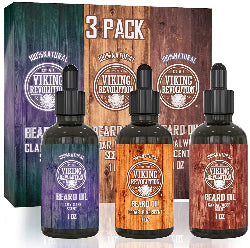 - Beard Oil Conditioner - Natural Beard Oil - Variety Pack Mix Bay Rum, Unscented, Sandalwood, 3 Packs