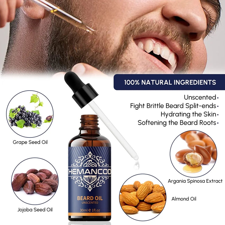 Beard Care Kit, Beard Grooming & Trimming Kit for Men Care, Beard Oil & Balm, Beard Wash Soap, Mustache Scissors, Beard Comb & Brush, Valentine'S Day Gift