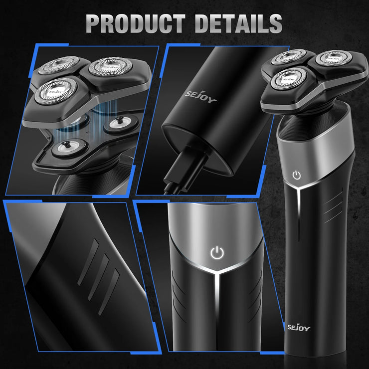 5-In-1 Electric Shaver for Men,Multi-Function Rechargeable Razor with Hair Trimmer, Nose Hair Trimmer,Wet/Dry Use,Cordless,Gray