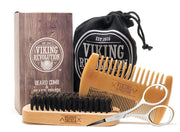 - Beard Comb & Beard Brush Set for Men - Natural Boar Bristle Brush and Dual Action Pear Wood Comb with Velvet Travel Pouch