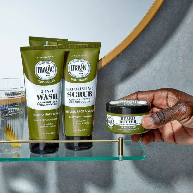 Magic Grooming Beard Butter Pack of 3 for Black Men Softens and Defines Beard