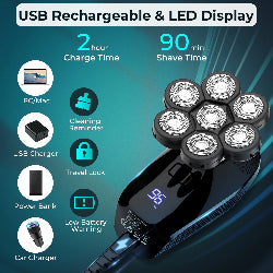 7D Head Shaver 5 in 1 Bald Head Shavers for Men Electric Razor, Waterproof Wet/Dry Mens Grooming Kit with Beard Clippers Nose Trimmer