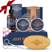 Beard Care Kit, Beard Grooming & Trimming Kit for Men Care, Beard Oil & Balm, Beard Wash Soap, Mustache Scissors, Beard Comb & Brush, Valentine'S Day Gift