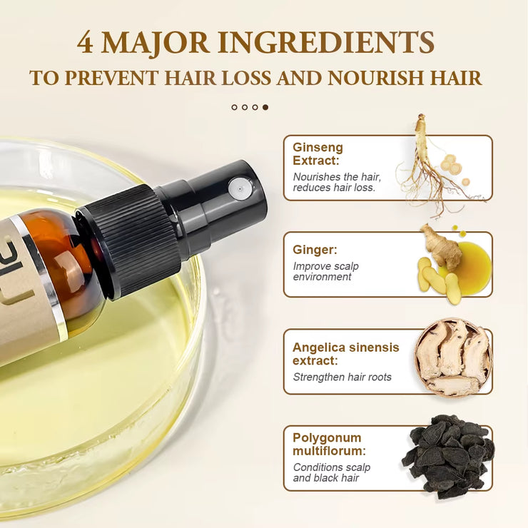 Hair Growth Spray Hair Loss Treatment Oil for Men Women Ginger Fast Hair Regrowth Thinning Hair Care Products