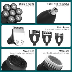 7D Head Shaver 5 in 1 Bald Head Shavers for Men Electric Razor, Waterproof Wet/Dry Mens Grooming Kit with Beard Clippers Nose Trimmer