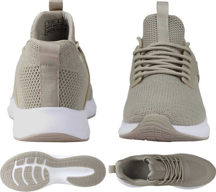 Mens Running Tennis Shoes – Non Slip Men Slip on Sneakers Lightweight Men’S Walking Shoes for Work Casual Sport Athletic Gym Travel Indoor Outdoor Khaki,43