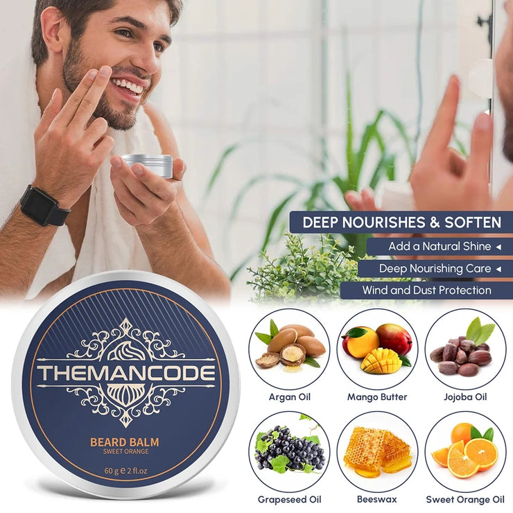 Beard Care Kit, Beard Grooming & Trimming Kit for Men Care, Beard Oil & Balm, Beard Wash Soap, Mustache Scissors, Beard Comb & Brush, Valentine'S Day Gift