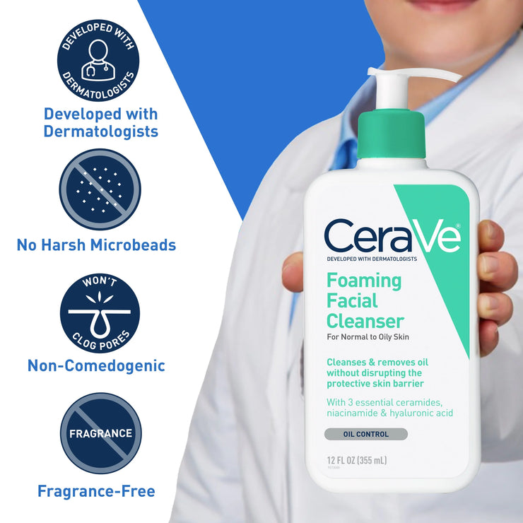 (3 Pack)  Foaming Facial Cleanser, Travel Size Face+Body Wash for Normal to Oily Skin 3 Fl Oz