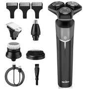 5-In-1 Electric Shaver for Men,Multi-Function Rechargeable Razor with Hair Trimmer, Nose Hair Trimmer,Wet/Dry Use,Cordless,Gray