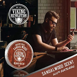 Beard Balm with Sandalwood Scent and Argan & Jojoba Oils- Styles, Strengthens & Softens Beards & Mustaches - Leave in Conditioner Wax for Men (1 Pack)