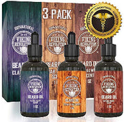 - Beard Oil Conditioner - Natural Beard Oil - Variety Pack Mix Bay Rum, Unscented, Sandalwood, 3 Packs