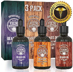 - Beard Oil Conditioner - Natural Beard Oil - Variety Pack Mix Bay Rum, Unscented, Sandalwood, 3 Packs